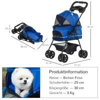Wózek dla psa PawHut z funkcją składania niebieski 67 x 45 x 96 cm(m-3)