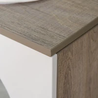 PawHut Kratzbaum Katzenbaum Kletterbaum für Katzen Mehrstufiges Multiaktivitätszentrum mit Katzenhöhle Rampe Weichkissen E1 MDF Hellgrau 60 x 48 x 122 cm(m-9)