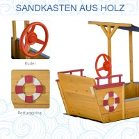 Outsunny zandbak schip design modderbak van hout zeilschip piratenschip voor kinderen 3-8 jaar oranje 160 x 70 x 103 cm(m-4)