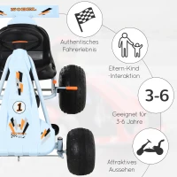 HOMCOM skelter kindervoertuig trapauto met pedalen voor 3-8 jaar staal lichtblauw(m-4)