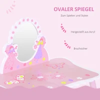 HOMCOM Kaptafel make-uptafel voor kinderen kapcommode make-upcommode met kruk(m-5)