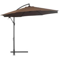 Outsunny afneembare parasol zweefparasol zwengelparasol met handkruk, koffie(m-11)