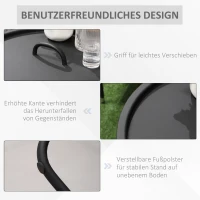 Bijzettafel voor de tuin, salontafel, koffietafel met handgreep metaal zwart(m-5)