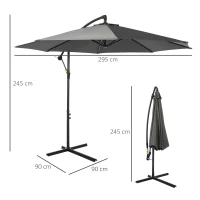 Parasol ogrodowy z ręczną korbą 3 m szary Outsunny(m-3)