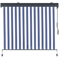 Outsunny Tenda Avvolgibile a Rullo da Esterno, Impermeabile, Funzionamento Manovella, Grigia Bianca e Blu 250 x 200cm(m-1)