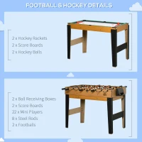 Masa multifunctionala 4 in 1 pentru fotbal de masa, biliard, tenis de masa si hochei cu accesorii incluse, MDF si otel, 107X61X84.5cm(m-6)