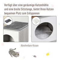 PawHut krabpaal kattenboom klimboom met grot en pluchen kussen E1 spaanplaat grijs(m-6)