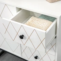 HOMCOM Cassettiera a Rombi con 3 Cassetti e un Armadietto con Ripiano Regolabile, in Acciaio e MDF, 70x35x75 cm, Bianco(m-8)