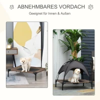 Huisdierenbed met luifel verhoogd hondenbed hondenligbed ademend taft-stof(m-5)