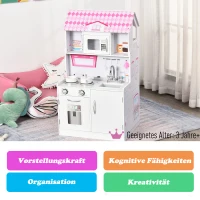 Drewniany domek dla lalek i kuchnia dla dzieci 2 w 1 3 kondygnacje z akcesoriami wiek powyżej 3 lat(m-6)