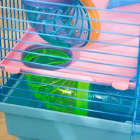 PawHut hamsterkooi multilevel beestenkooi knaagdierkooi muizenkooi, hamsterkooi starterkit, blauw, metaal + PP + PS 47 x 30 x 59 cm muizenkooi hamsterkooi starterkit | Aosom.nl(m-9)