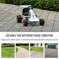 HOMCOM skelter kindervoertuig trapauto met pedalen voor 3-8 jaar staal lichtblauw(m-5)