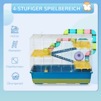 PawHut knaagdierkooi kleine dierenkooi kleine dierenomheining buissysteem voor kleine dieren in veelkleurig blauw + wit 79 x 46 x 60 cm(m-5)