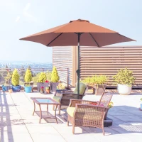 Outsunny Opvouwbare Paraplu Parasol Tuinparaplu Marktparaplu met Handslinger Aluminium 180/㎡ Polyester Crème 2.7 x 2.35 m(m-2)