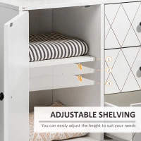 HOMCOM Cassettiera a Rombi con 3 Cassetti e un Armadietto con Ripiano Regolabile, in Acciaio e MDF, 70x35x75 cm, Bianco(m-4)