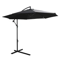 Outsunny afneembare parasol zweefparasol zwengelparasol met handkruk, zwart(m-1)