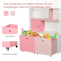 HOMCOM kinderkast vrijstaande kast boekenkast decoratieve kast voor meisjes 4 vakken roze(m-7)