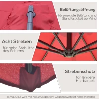 Parasol przeciwsłoneczny odpinany parasol na wysięgniku parasol na korbkę z korbką ręczną czerwony(m-5)