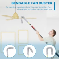 HOMCOM 4 Pieces Extendable Feather Duster with Aluminium Telescopic Pole 69"- 284", Microfiber Duster Cleaning Kit with Bendable Head for Cleaning High Ceiling Fans, Blinds, Cobweb(m-6)