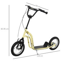 HOMCOM step kinderscooter scooter stadsscooter luchtbanden verstelbaar beige(m-3)