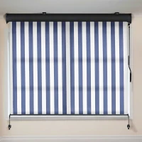 Outsunny Tenda Avvolgibile a Rullo da Esterno, Impermeabile, Funzionamento Manovella, Grigia Bianca e Blu 250 x 200cm(m-10)