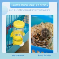 PawHut hamsterkooi multilevel beestenkooi knaagdierkooi muizenkooi, hamsterkooi starterkit, blauw, metaal + PP + PS 47 x 30 x 59 cm muizenkooi hamsterkooi starterkit | Aosom.nl(m-5)