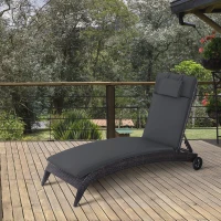 Ligbed met hoofdkussen loungebed ligbank katoenvezel polyester(m-10)