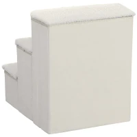 PawHut® SCHODY DLA ZWIERZĄT DOMOWYCH SCHODKI PODEST DLA KOTA SKŁADANY SCHOWEK MDF biały 40 x 54 x 48 cm(m-7)