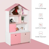 Regał dziecięcy HOMCOM regał stojący regał na książki ozdobny regał z 4 poziomami kolor różowy 80 x 34 x 130 cm(m-5)