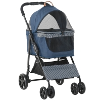 PawHut 2-in-1 hondenbuggy transporttas kattenbuggy met universele demonteerbare wielen hoes Oxford donkerblauw + zwart 76 x 51 x 101 cm