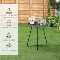 Bijzettafel voor de tuin, salontafel, koffietafel met handgreep metaal zwart(m-6)