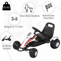 HOMCOM skelter kindervoertuig trapauto met pedaal voor 3-8 jaar staal wit(m-4)