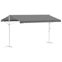 Outsunny Staande luifel met knikarm tuinluifel luifel zwengel grijs 4,5 x 3,42 m(m-1)
