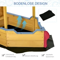 Outsunny zandbak schip design modderbak van hout zeilschip piratenschip voor kinderen 3-8 jaar oranje 160 x 70 x 103 cm(m-7)
