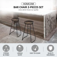 HOMCOM set 2 scaune bar, 49,5x44x71 cm, maro(m-4)