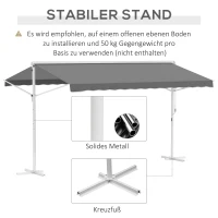 Outsunny Staande luifel met knikarm tuinluifel luifel zwengel grijs 4,5 x 3,42 m(m-7)