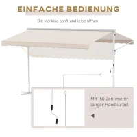 Outsunny Staande luifel met knikarm tuinluifel luifel zwengel crème 3,95 x 2,94 m(m-5)