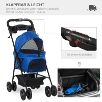 Wózek dla psa PawHut z funkcją składania niebieski 67 x 45 x 96 cm(m-4)
