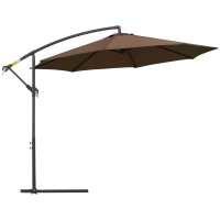 Outsunny Parasol Ogrodowy z Korbką Wodoodporny 3 m x 2,5 m, Stal i Poliester, Kolor Kawa
