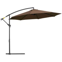 Outsunny Parasol Ogrodowy z Korbką Wodoodporny 3 m x 2,5 m, Stal i Poliester, Kolor Kawa(m-1)