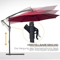 Parasol przeciwsłoneczny odpinany parasol na wysięgniku parasol na korbkę z korbką ręczną czerwony(m-6)