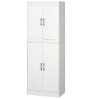 HOMCOM Armário de Cozinha Móvel Auxiliar de Cozinha com 4 Portas e 5 Prateleiras Estilo Moderno Anti-Tombo 60x36x168cm Branco(m-9)