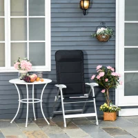 Outsunny Silla de Jardín Plegable Portátil de Aluminio con Respaldo Alto Ajustable en 7 Posiciones y Reposacabezas Acolchado para Exterior Terraza Camping 75x61,5x114,5 cm Negro(m-2)