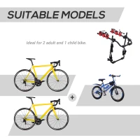 HOMCOM Foldable 3 Bike Carrier Car Back Mount Bicycle Rack Trunk SUV Universal Straps(m-5)