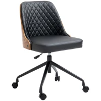 Vinsetto Office Chair Desk Chair Swivel Chair Home Office Chair Height-Adjustable Ergonomic 360° Swivel Wheels Foam PU Black 48.5 x 54.5 x 81-87 cm(m-11)