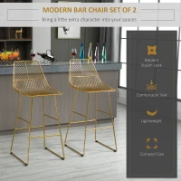 HOMCOM Set 2 scaune inalte, Suport pentru picioare, 53x56x110cm, Auriu(m-4)