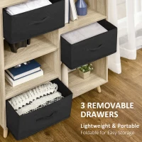 HOMCOM Raft pentru biblioteca cu 7 compartimente, dulap multifunctional cu 3 sertare detasabile, 90x30x102,5 cm, lemn(m-5)