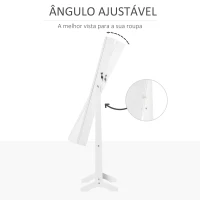 HOMCOM Espelho Joalheiro de Pé com Ângulos Ajustáveis Fechadura Magnética Organizador de Joias com Prateleiras 46x36,5x151,5cm Branco(m-6)