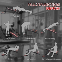 HOMCOM Multifunctional Sit Up Bench Exercise with Resistant Rope and Twist Waist Disc for Home, Office and Gym(m-7)