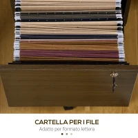 Vinsetto Schedario Portadocumenti per Studio e Ufficio in MDF con 3 Cassetti e Ruote, 40x50x68.5 cm, Marrone(m-5)